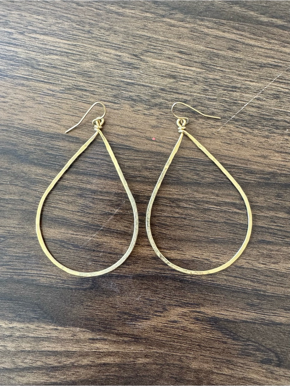 Gold teardrop hoop earrings